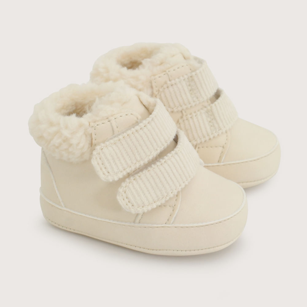 Botín Bebé Niña Beige Con Velcro