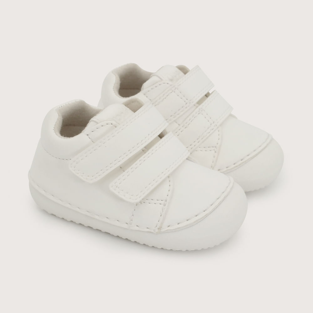 Zapatilla Bebé Unisex Gateador Blanca Con Velcro